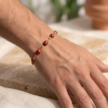 Load image into Gallery viewer, 14k Yellow Gold 5mm Ladybug Enamel Link Bracelet, 7 Inch