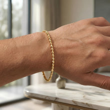 Load image into Gallery viewer, 14k Yellow Gold 3mm Alternating Smooth & Faceted Bead Link Bracelet, Adjustable 7" - 8 Inch