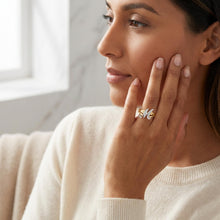 Load image into Gallery viewer, 10k Two-Tone Yellow Gold and White Gold 8.5mm Personalized A-Z Initial Cursive Letter Ring, Sizes 3 - 10