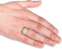 Load image into Gallery viewer, Men's 10k Yellow Gold Square Two Tone Initial Ring A-Z, Sizes 6-11