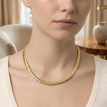Load image into Gallery viewer, 14k Yellow Gold 7mm Rib Link Chain Necklace, Extendable 16 to 18 Inch