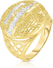 Load image into Gallery viewer, 10k Yellow Gold and White Gold Round Last Supper Textured Ring