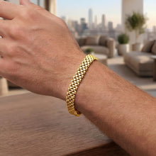 Load image into Gallery viewer, 14k Yellow Gold 9.5mm Brick Watch Band Panther Link Bracelet