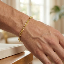 Load image into Gallery viewer, 14k Yellow Gold 4mm Paperclip & 5.4mm Circle Rings Figaro Link Bracelet, 7.25 Inch