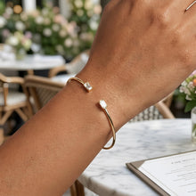 Load image into Gallery viewer, Italian 14k Yellow Gold 4mm Natural Garnet Gemstone Candy Bangle Charm Bracelet
