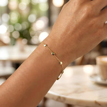 Load image into Gallery viewer, 14k Yellow Gold 4.2mm Bead & Bar Charm 1.2mm Link Bracelet, Adjustable 6" - 8.5 Inch
