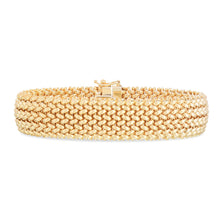 Load image into Gallery viewer, 14k Yellow Gold 14.5mm Large Rice Mesh Bracelet, 7 Inch