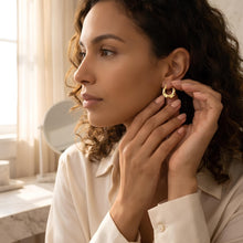 Load image into Gallery viewer, 10k Yellow Gold 19.8mm Octagon Twisted High Polished and Textured Hoop Earrings