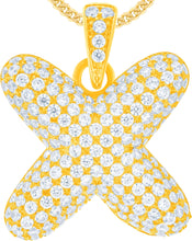 Load image into Gallery viewer, 10k Yellow Gold 0.7" Pave CZ Personalized Bubble Alphabet Letter A - Z Initial Charm Pendant with optional Chain Necklace