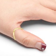 Load image into Gallery viewer, 10k Yellow Gold or White Gold 2mm Satin and Diamond Cut Finish Curved Waved Stackable Thumb Ring