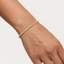 Load image into Gallery viewer, 14k Two-Tone Gold 2mm Alternating Yellow and White Gold Bead Link Bracelet, 7 Inch