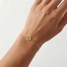 Load image into Gallery viewer, Italian 14k Yellow Gold 1.2mm Tree of Life Mirror Link Bracelet, 7 Inch