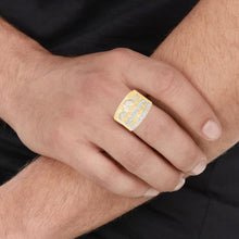 Load image into Gallery viewer, 10k Yellow Gold 18mm Last Supper CZ Baguette Two-Tone Ring, Sizes 6-14