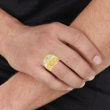 Load image into Gallery viewer, 10k Yellow Gold and White Gold Round Last Supper Textured Ring