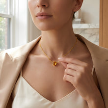 Load image into Gallery viewer, Floreo 14k Yellow Gold Paperclip Chain Heart Gemstone Necklace 18 Inch