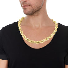 Load image into Gallery viewer, 10k Yellow Gold 12mm Solid Diamond Cut Rope Chain Necklace