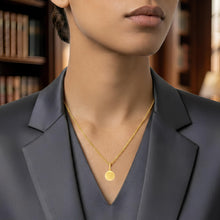 Load image into Gallery viewer, Italian 14k Yellow Gold 12mm Saint St. Christopher San Cristóbal Protect Us Medallion Religious Charm Pendant with Optional Necklace, 16-17-18 Inch