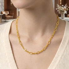 Load image into Gallery viewer, 14k Yellow Gold Five and One Alternating 7.5mm Figaro and 3.8mm Cable Link Chain Necklace, 18 Inch
