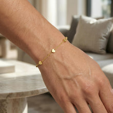Load image into Gallery viewer, 14k Yellow Gold 4mm Heart Charm Link Bracelet and Anklet, Adjustable 6" - 8.5 Inch