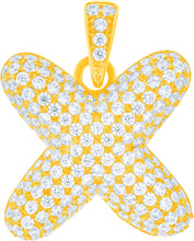 Load image into Gallery viewer, 10k Yellow Gold 0.7" Pave CZ Personalized Bubble Alphabet Letter A - Z Initial Charm Pendant with optional Chain Necklace