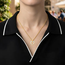 Load image into Gallery viewer, Italian 14k Two-Tone Gold 17.5mm Reversible Radiant Open Heart Charm Pendant with Optional Necklace, 16-18 Inch