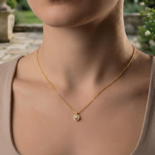 Load image into Gallery viewer, 14k Yellow Gold 4mm Birthstone Charm Pendant Chain Necklace, 16"-18" (Garnet Amethyst Aquamarine White Topaz Emerald Moonstone Ruby Peridot Blue Sapphire Pink Sapphire Citrine Sky Blue Topaz)