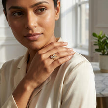 Load image into Gallery viewer, 10k Two-Tone Yellow Gold and White Gold 15mm Personalized A-Z Initial Cursive Letter Ring, Sizes 3 - 10
