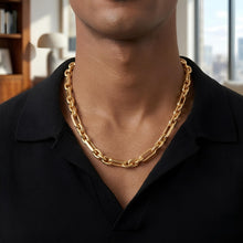 Load image into Gallery viewer, 14k Yellow Gold 9.3mm Lite Paperclip Figaro with Oval Link Chain Necklace 18 Inch