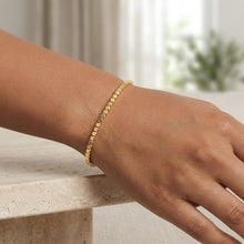 Load image into Gallery viewer, Italian 14k Yellow Gold 2.4mm Cube Brick Bangle Bracelet, 6.75 Inch