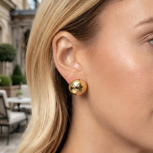 Load image into Gallery viewer, 14k Yellow Gold 13.2mm Flat Back Faceted Ball Stud Earrings