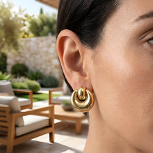 Load image into Gallery viewer, 925 Sterling Silver or 14k Gold over Silver 21mm Puffy Door Knocker Stud Earrings