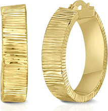 Load image into Gallery viewer, 14k Yellow Gold Ribbed Hoop Earrings