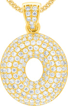 Load image into Gallery viewer, 10k Yellow Gold 0.5" Pave CZ Personalized Bubble Alphabet Letter A - Z Initial Charm Pendant with optional Chain Necklace