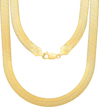 Load image into Gallery viewer, 10k Yellow Gold 12mm Super Flexible Silky Herringbone Chain Necklace