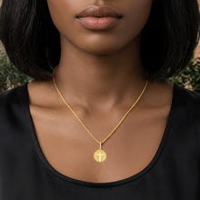 Load image into Gallery viewer, Italian 14k Yellow Gold 15mm Radiant Cross Medallion Religious Charm Pendant with Optional Necklace, 16-17-18 Inch
