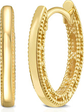 Load image into Gallery viewer, 14k Yellow Gold Mini Beaded Huggie Earrings