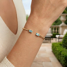 Load image into Gallery viewer, Italian 14k Yellow Gold 4mm Natural Garnet Gemstone Candy Bangle Charm Bracelet