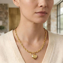 Load image into Gallery viewer, 14k Yellow Gold Oversized Lock for Charm and Pendant 5mm Rolo Linke Chain Necklace, 18 Inch