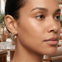 Load image into Gallery viewer, 14k Two-Tone Gold 11.2mm Double Row Split C-Hoop Earrings