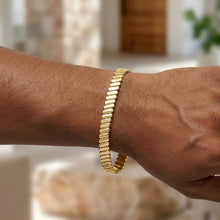 Load image into Gallery viewer, 14k Yellow Gold 7mm Rib Link Bracelet, 7 Inch