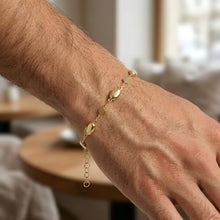Load image into Gallery viewer, 14k Yellow Gold 4mm Pebble Bead Charm Link Bracelet and Anklet, Adjustable 7" - 10 Inch