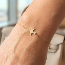 Load image into Gallery viewer, 14k Yellow Gold 11.8mm Airplane Charm Link Bracelet, Adjustable 6.25" - 7 Inch