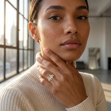 Load image into Gallery viewer, 10k Two-Tone Yellow Gold and White Gold 8.5mm Personalized A-Z Initial Cursive Letter Ring, Sizes 3 - 10