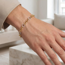 Load image into Gallery viewer, 14k Two-Tone Gold 4.5mm Ribbed Oval & Polished Rings Link Bracelet, 7.25 Inch