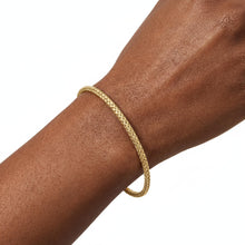 Load image into Gallery viewer, 14k Yellow Gold or White Gold or Rose Gold 3.4mm Slim Weaved Bangle Bracelet, 7.25 Inch