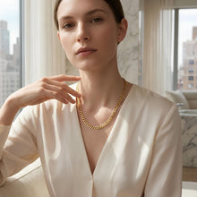 Load image into Gallery viewer, Italian 14k Gold Over 925 Silver 7.5mm Comfort Curb Chain Necklace, 20 Inch, 22" or 24"