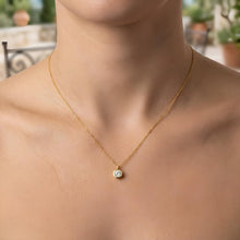 Load image into Gallery viewer, 14k Yellow Gold 4mm Birthstone Charm Pendant Chain Necklace, 16"-18" (Garnet Amethyst Aquamarine White Topaz Emerald Moonstone Ruby Peridot Blue Sapphire Pink Sapphire Citrine Sky Blue Topaz)