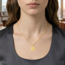 Load image into Gallery viewer, Italian 14k Yellow Gold 15mm Jewish Hebrew Chai Life Medallion Charm Pendant with Optional Necklace, 16-17-18 Inch