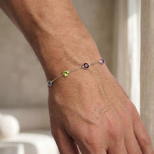 Load image into Gallery viewer, 14k White Gold Link Natural Garnet, Peridot, Amethyst, Citrine, Blue Topaz Multi-Gemstone Bracelet, 7 Inch