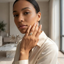 Load image into Gallery viewer, 10k Two-Tone Yellow Gold and White Gold 8.5mm Personalized A-Z Initial Cursive Letter Ring, Sizes 3 - 10